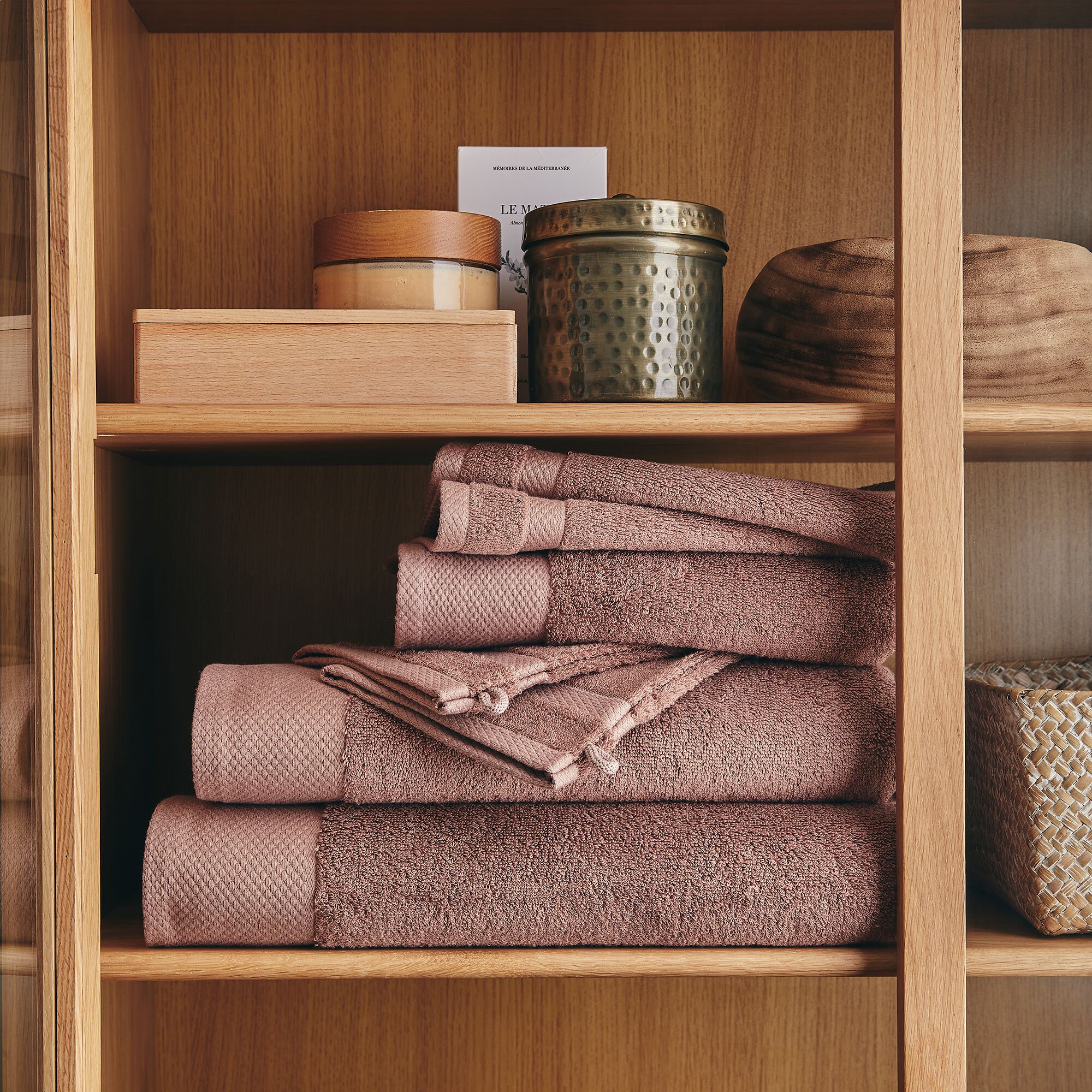 AZUR - Linge de toilette en coton peigné- brun rhassoul