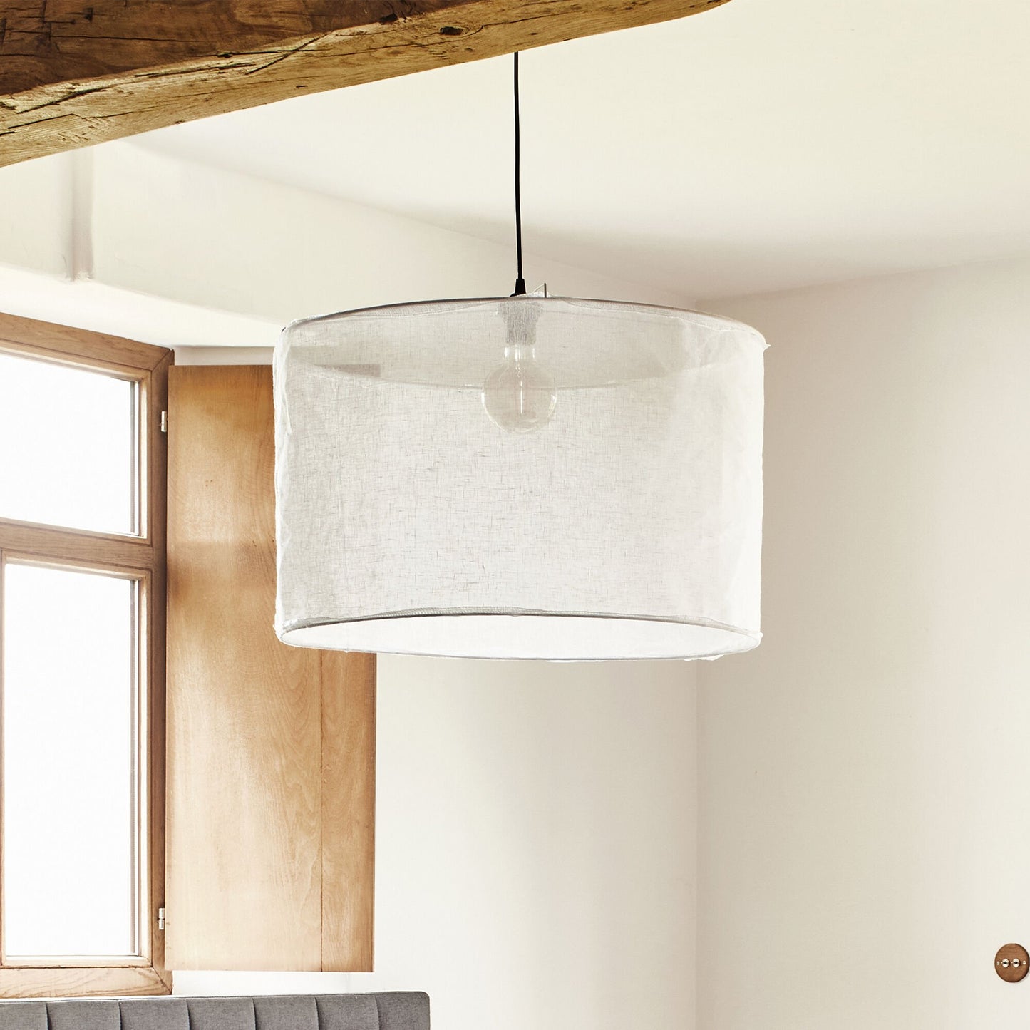 ORMES - Abat-jour cylindrique en lin D60cm - blanc