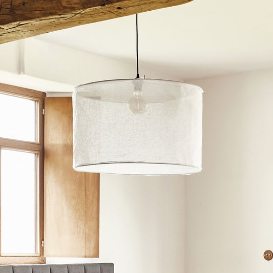 ORMES - Abat-jour cylindrique en lin D60cm - blanc