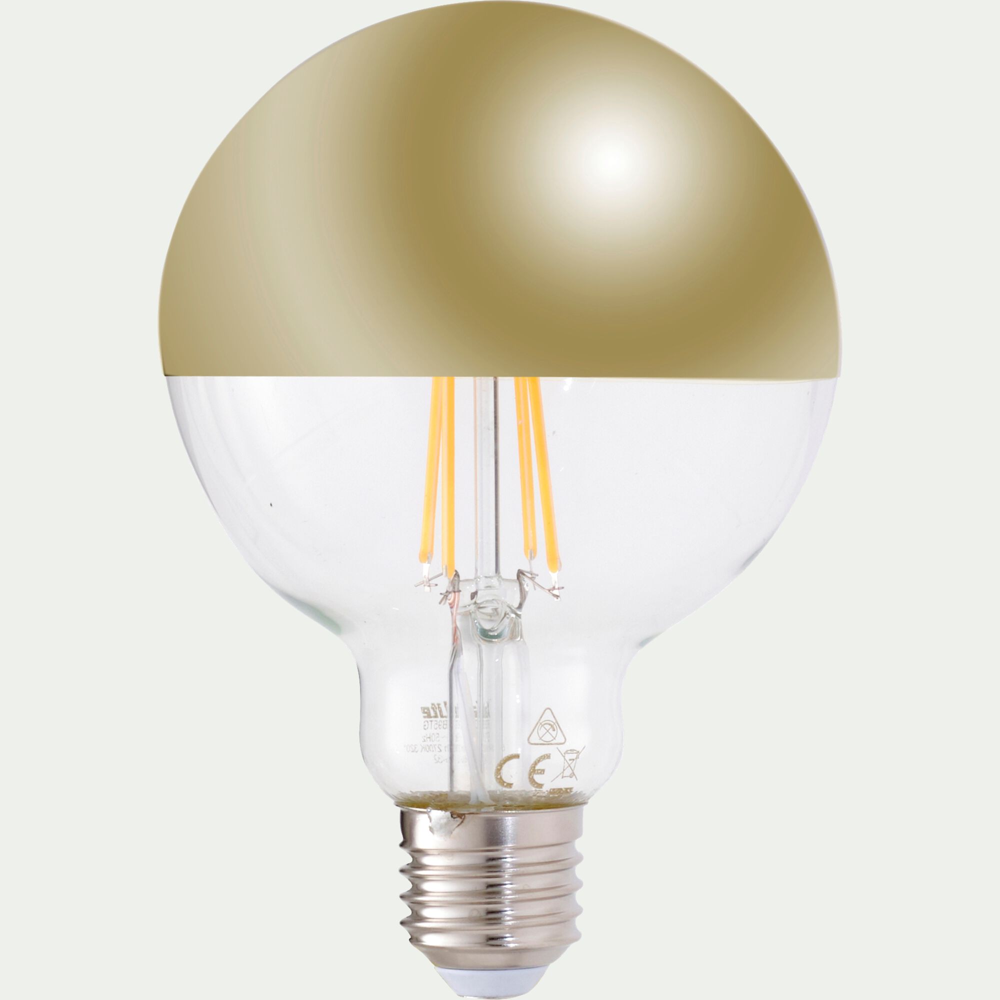 FILIA - Ampoule LED globe D9,5cm culot G95 bicolore - doré métallisé