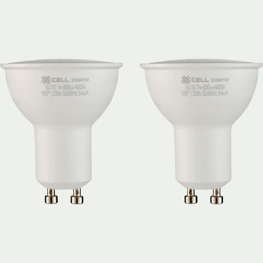 GU10 - Lot de 2 ampoules LED D5cm GU10 lumière froide - blanc