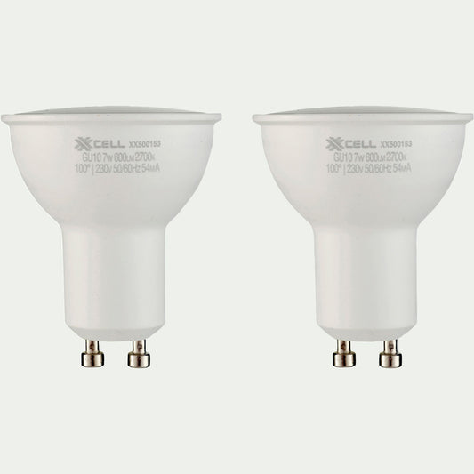GU10 - Lot de 2 ampoules LED GU10 lumière chaude - blanc