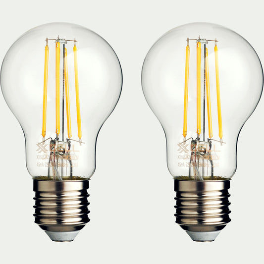 STANDARD - Lot de 2 ampoules LED standards lumière chaude - transparent