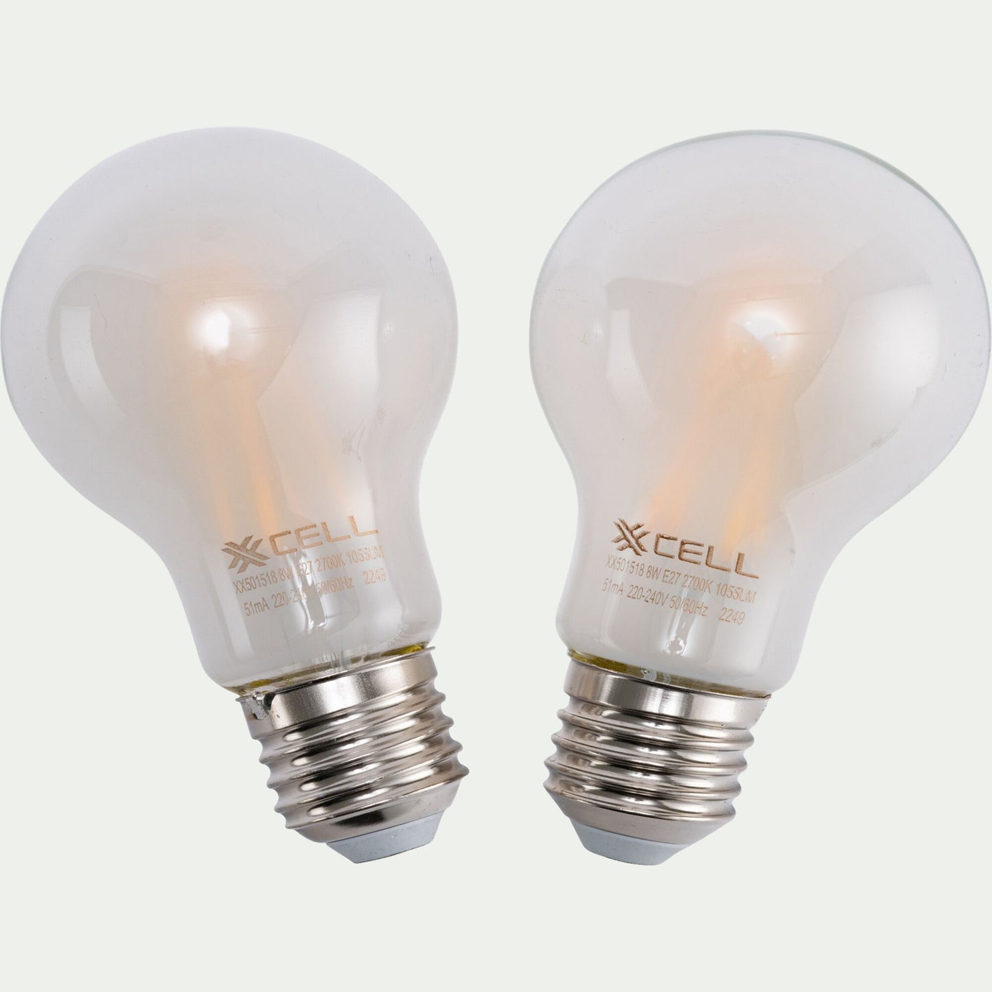 STANDARD - Lot de 2 ampoules LED dépolies à filament culot E27 luminosité élevée - blanc