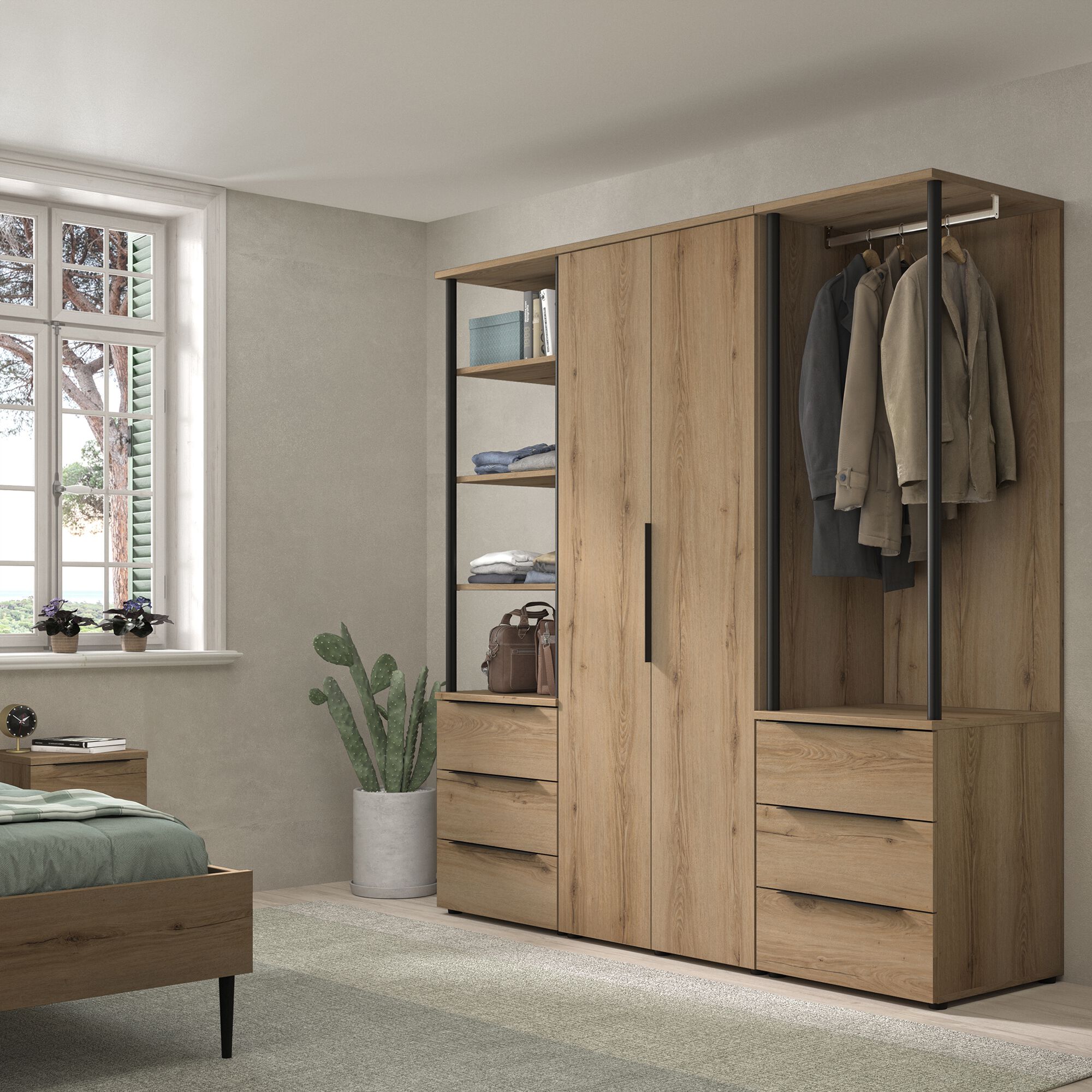 LUCIAN - Dressing modulable en bois - bois clair