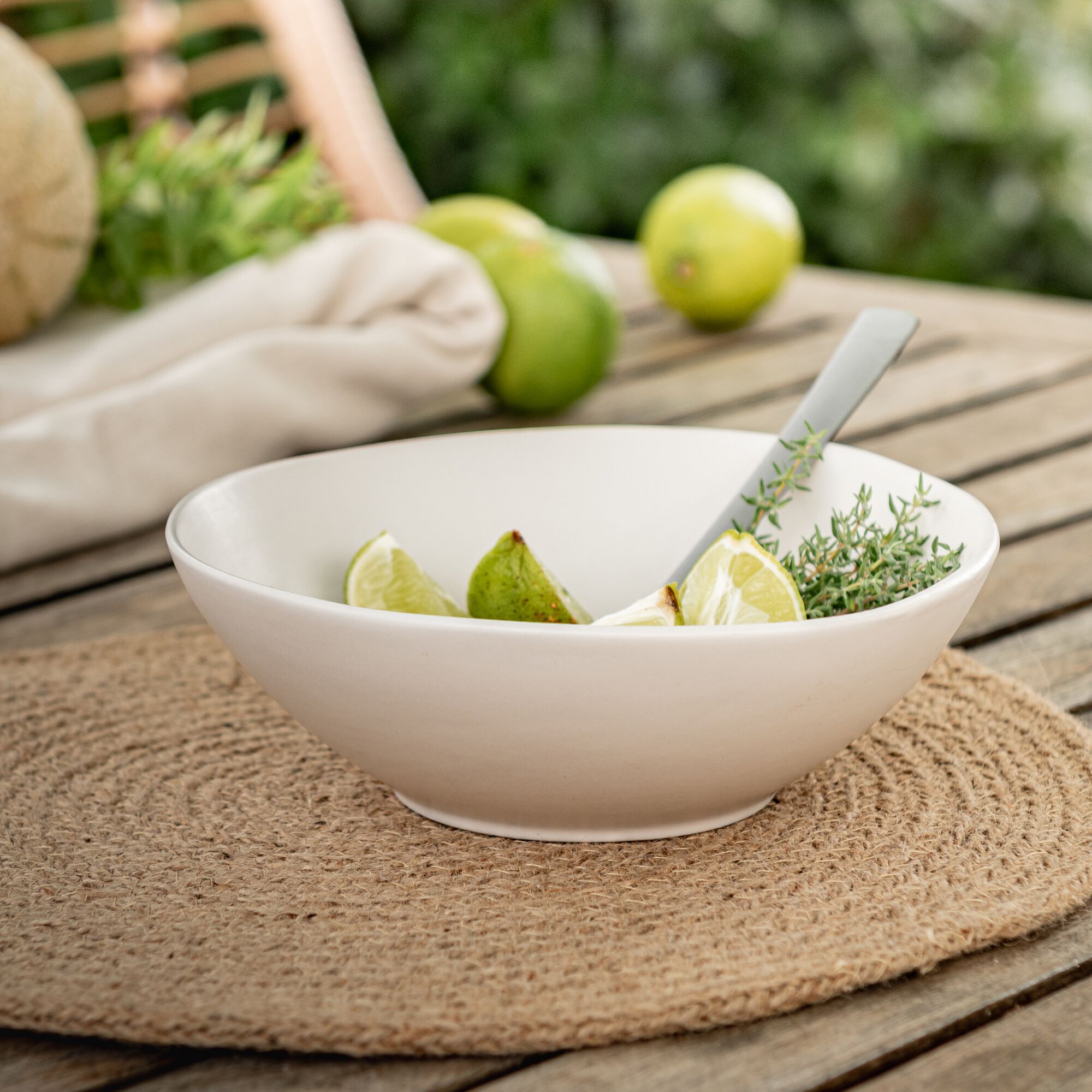 DOUZ - Assiette creuse en grès D19cm - blanc ventoux