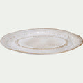ALBA - Plat de présentation ovale à motif végétal en grès L40cm - beige alpilles