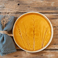 FLEOLE - Assiette à dessert impressions végétales en grès D20cm - jaune argan