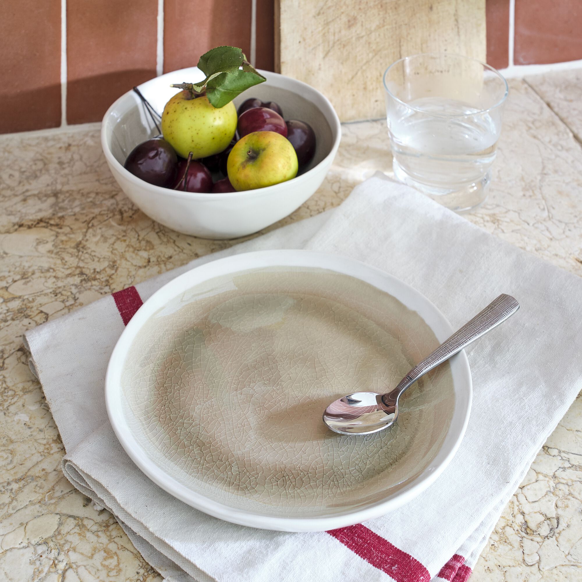 LEZARDI - Assiette à dessert en grès D20,5cm - beige alpilles