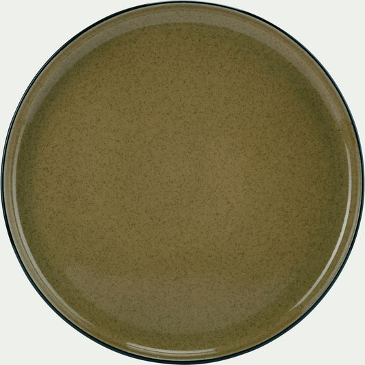 OLIVA - Assiette plate en grès D27,7cm - vert mousse