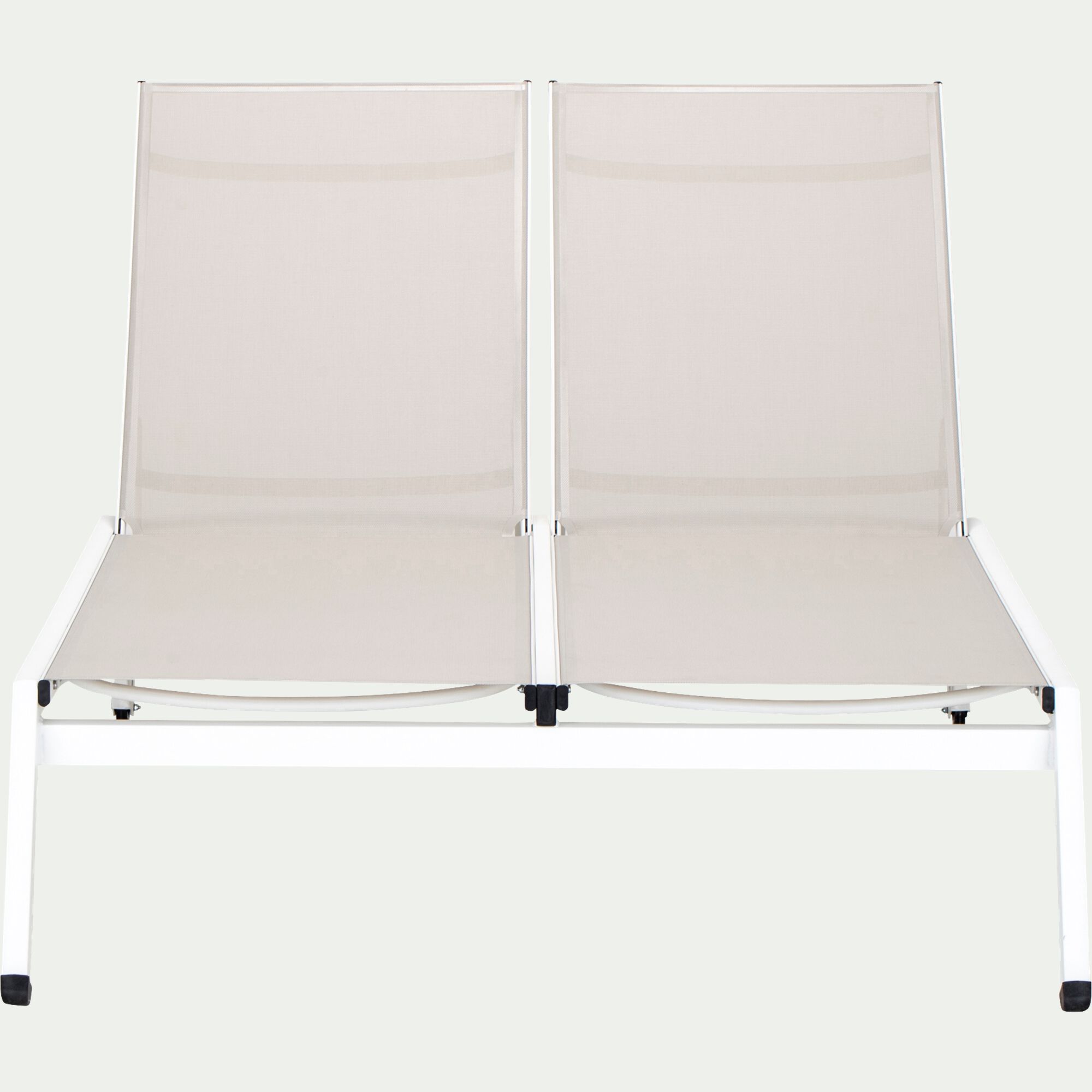 IZOF - Bain de soleil double en aluminium et textilène - gris