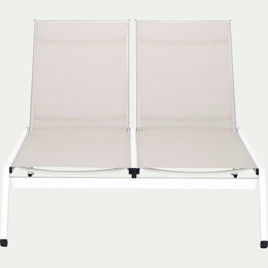 IZOF - Bain de soleil double en aluminium et textilène - gris
