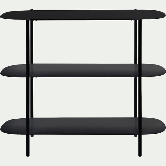 CAROUBE - Bibliothèque 3 tablettes en métal - noir L100,50xH80cm