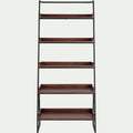 ESTANIER - Etagère 5 tablettes plaquée noyer et métal noir - L80cm
