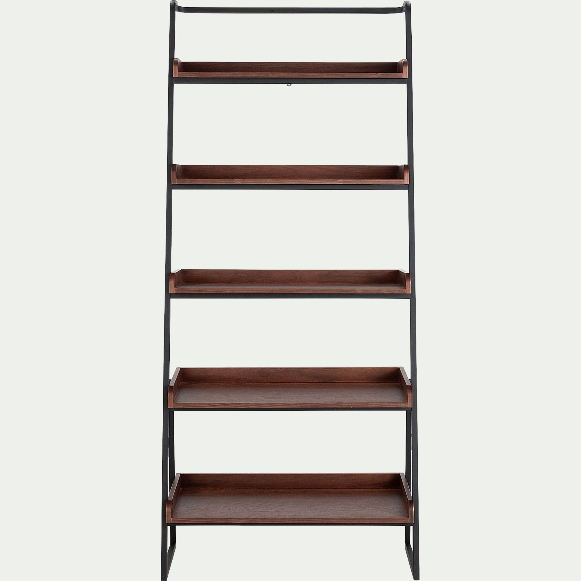ESTANIER - Etagère 5 tablettes plaquée noyer et métal noir - L80cm