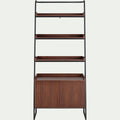 ESTANIER - Etagère 3 tablettes et caisson plaquée noyer et métal noir L80cm