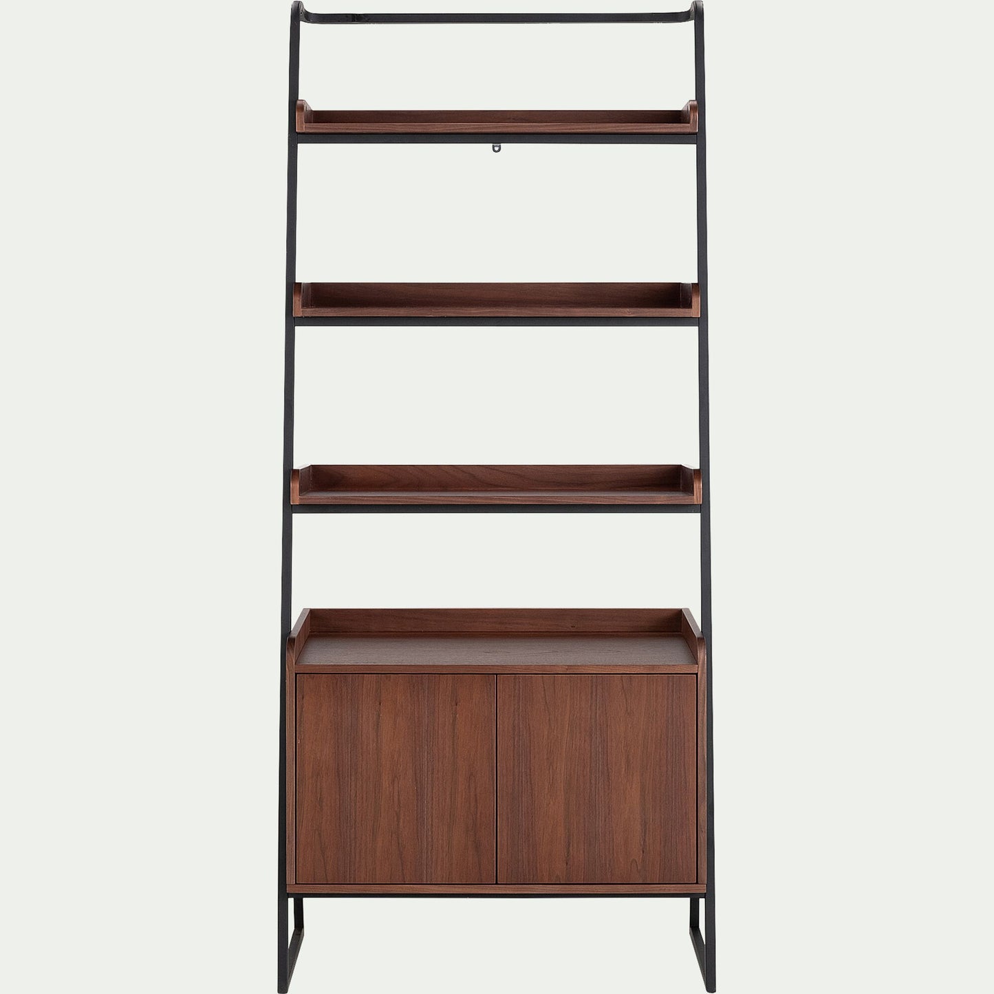 ESTANIER - Etagère 3 tablettes et caisson plaquée noyer et métal noir L80cm