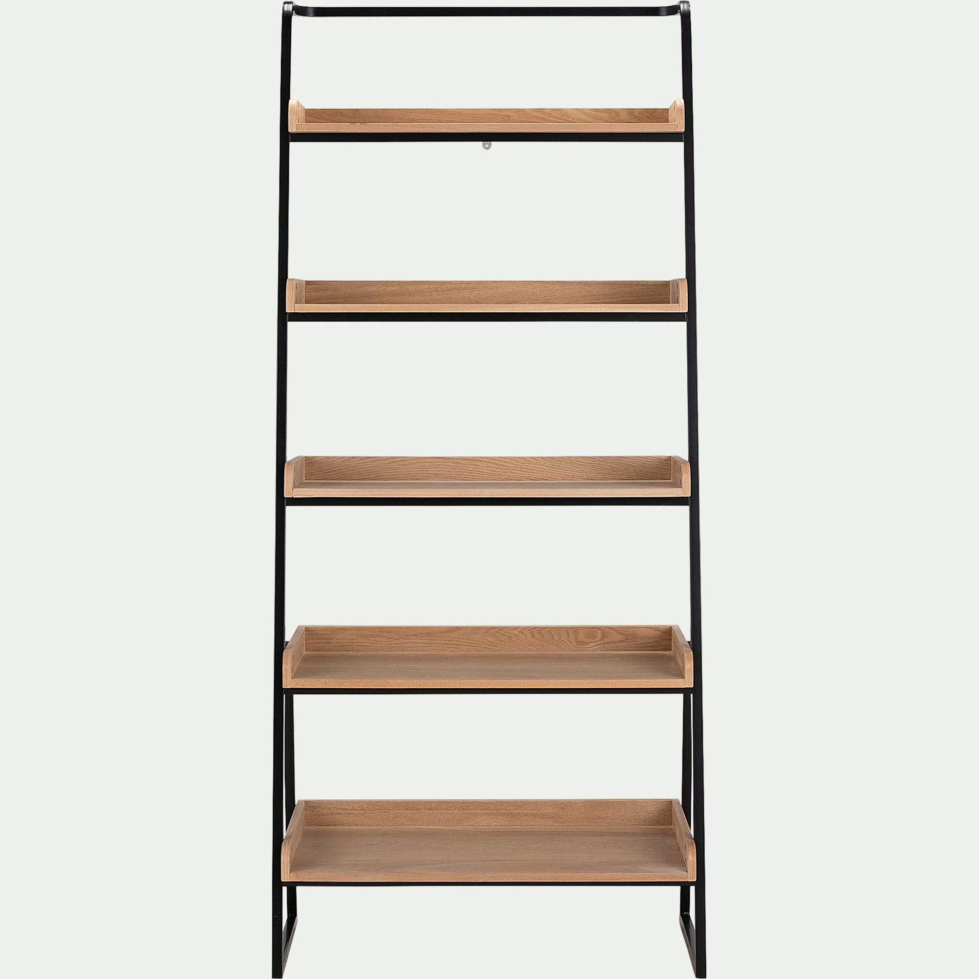 ESTANIER - Etagère 5 tablettes plaquée frêne et métal noir - L80cm