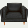 BROOKLYN - Fauteuil en cuir de vachette noir