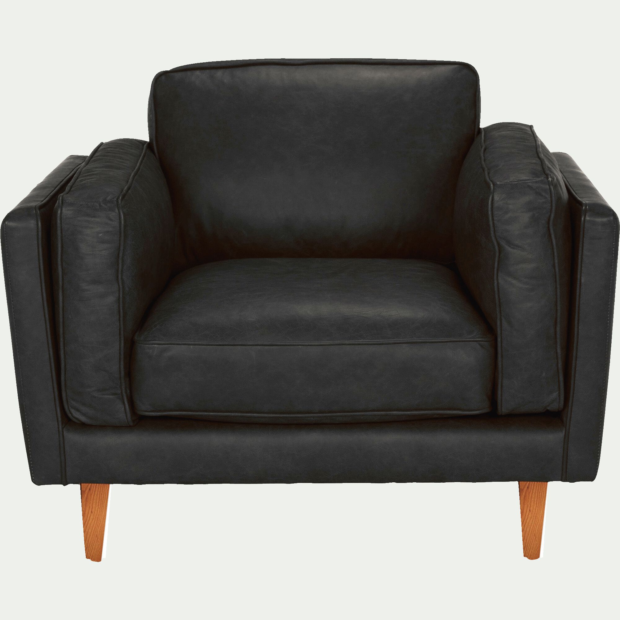 BROOKLYN - Fauteuil en cuir de vachette noir