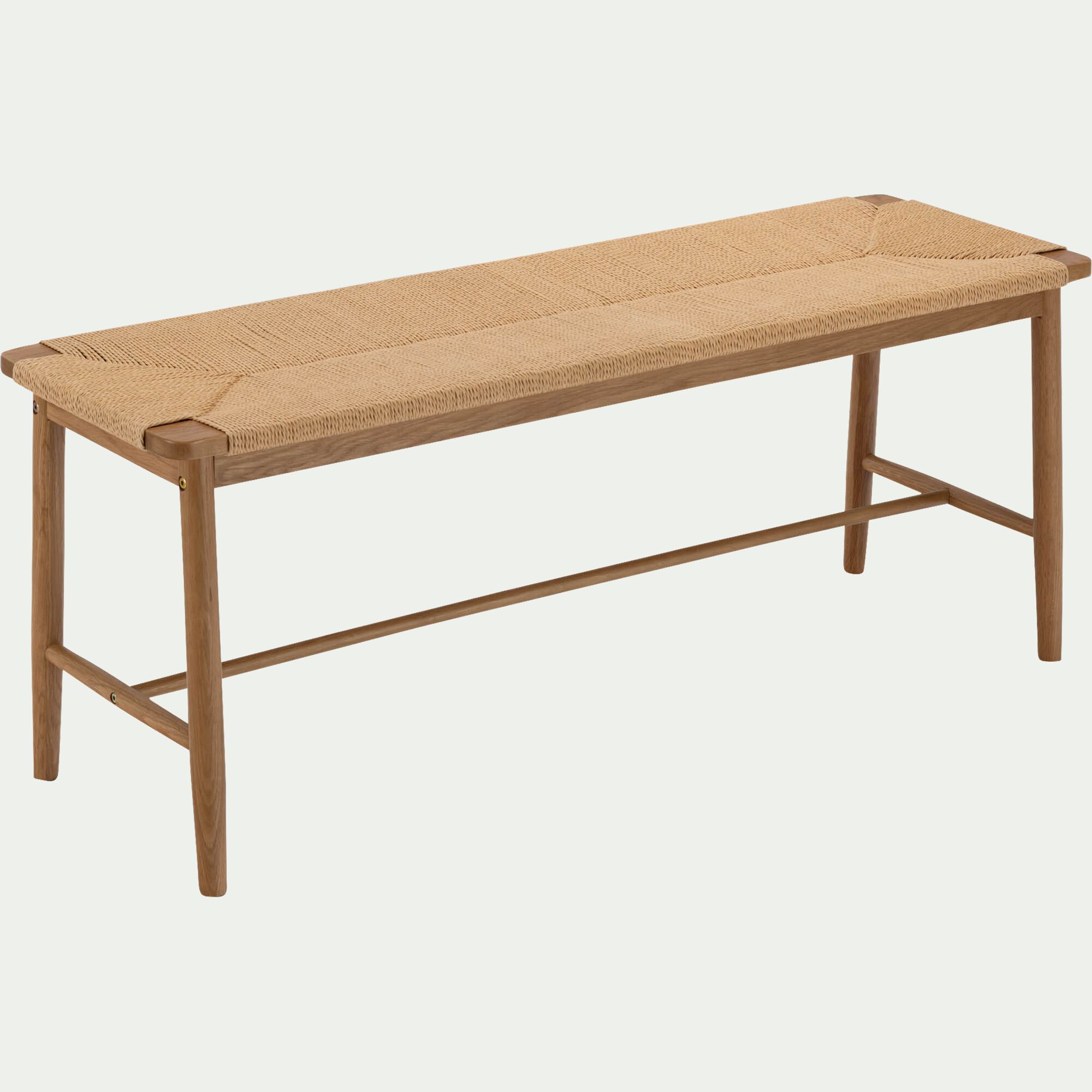 FANNY - Banc en chêne et corde L120cm - bois clair