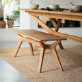 LEGANES - Banc en chêne massif vernis naturel L130cm - bois clair