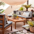 ISSANBRES - Banquette de jardin en acacia et coussin - gris (2 places)