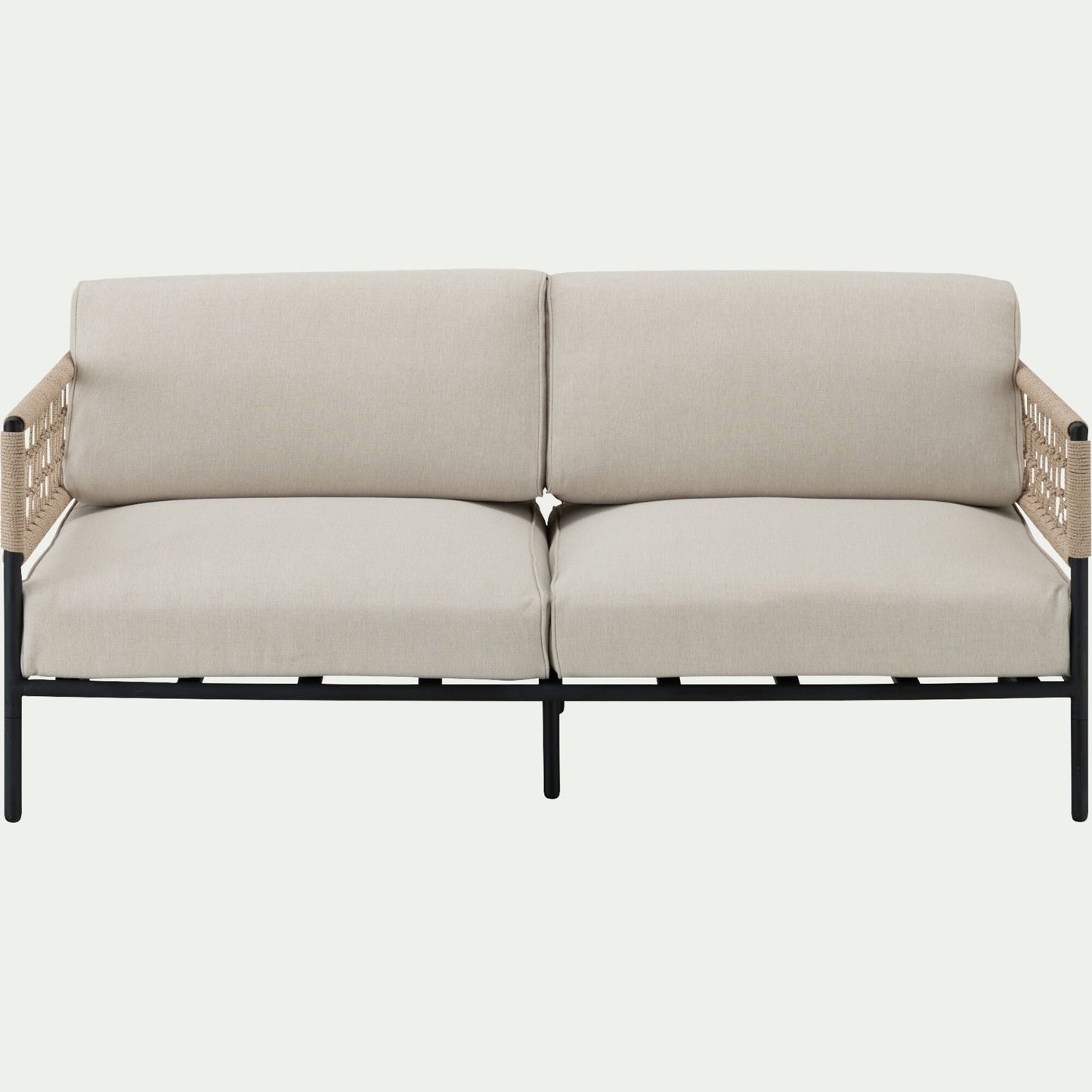 MIMET - Canapé de jardin en acier et corde - beige (2 places)
