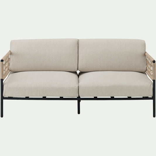 MIMET - Canapé de jardin en acier et corde - beige (2 places)