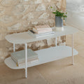 CAROUBE - Bibliothèque 2 tablettes en acier - blanc L100,50xH46cm