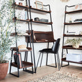 ESTANIER - Etagère 5 tablettes plaquée noyer et métal noir L40cm - bois foncé