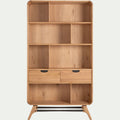 FANETTE - Bibliothèque plaquée chêne et piètement chêne massif H200xL110cm- bois clair