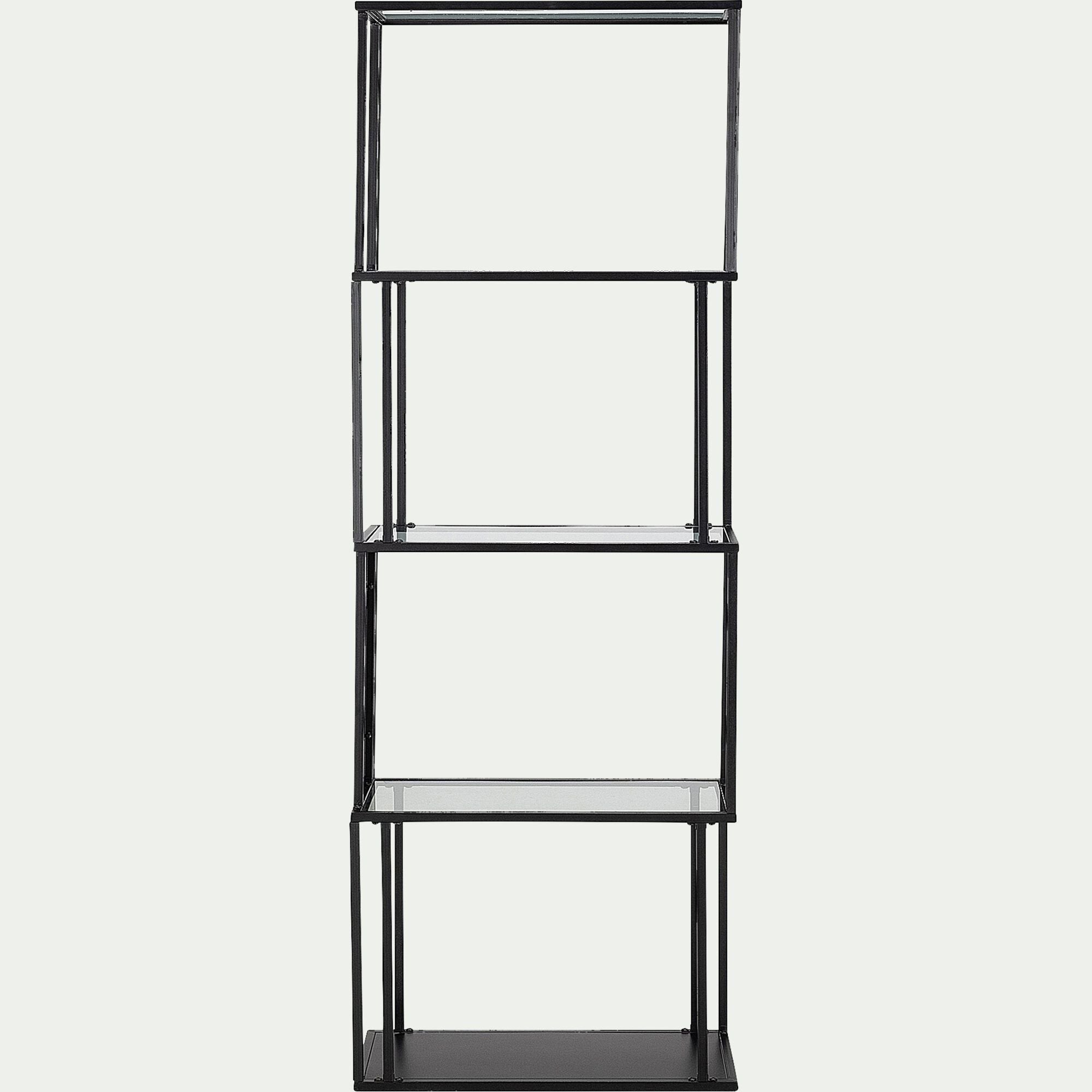 HENU - Bibliothèque en verre et métal - noir L60xP30xH170cm