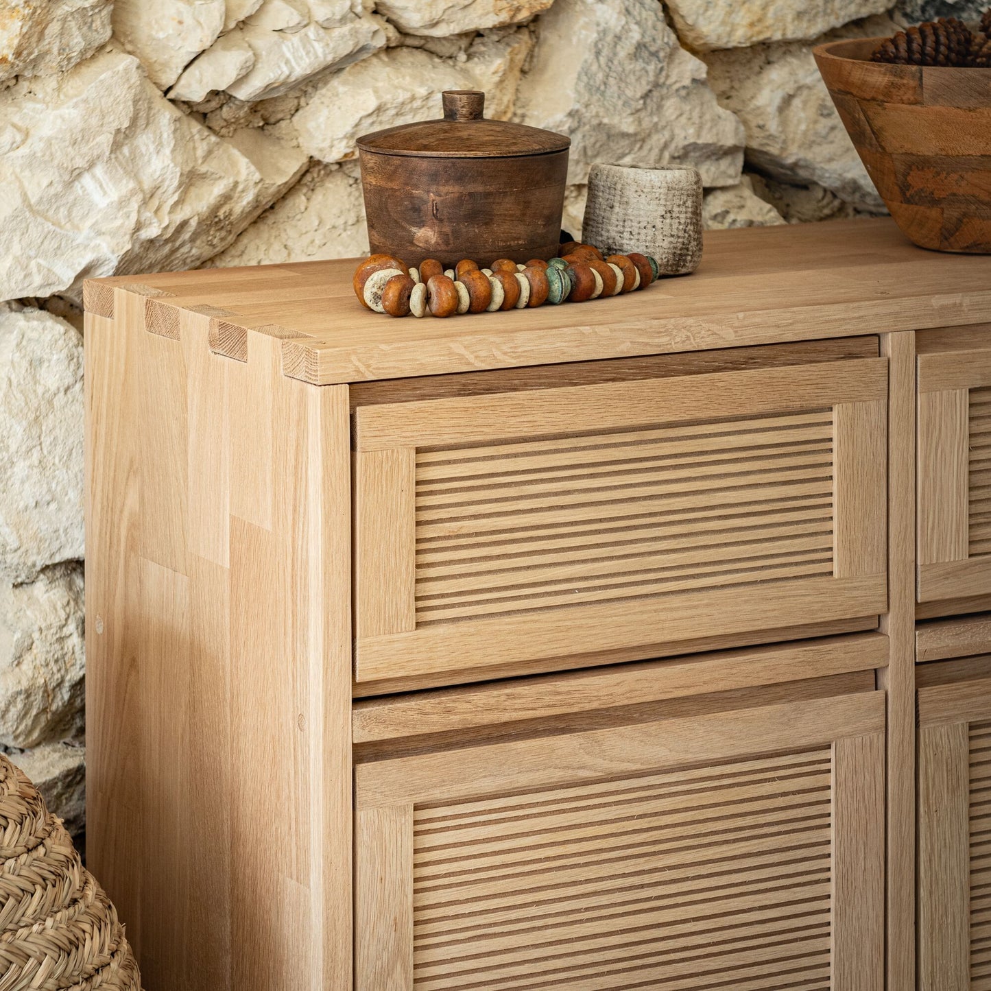 TASSIA - Bloc de 1 tiroir en placage chêne L40cm - bois clair