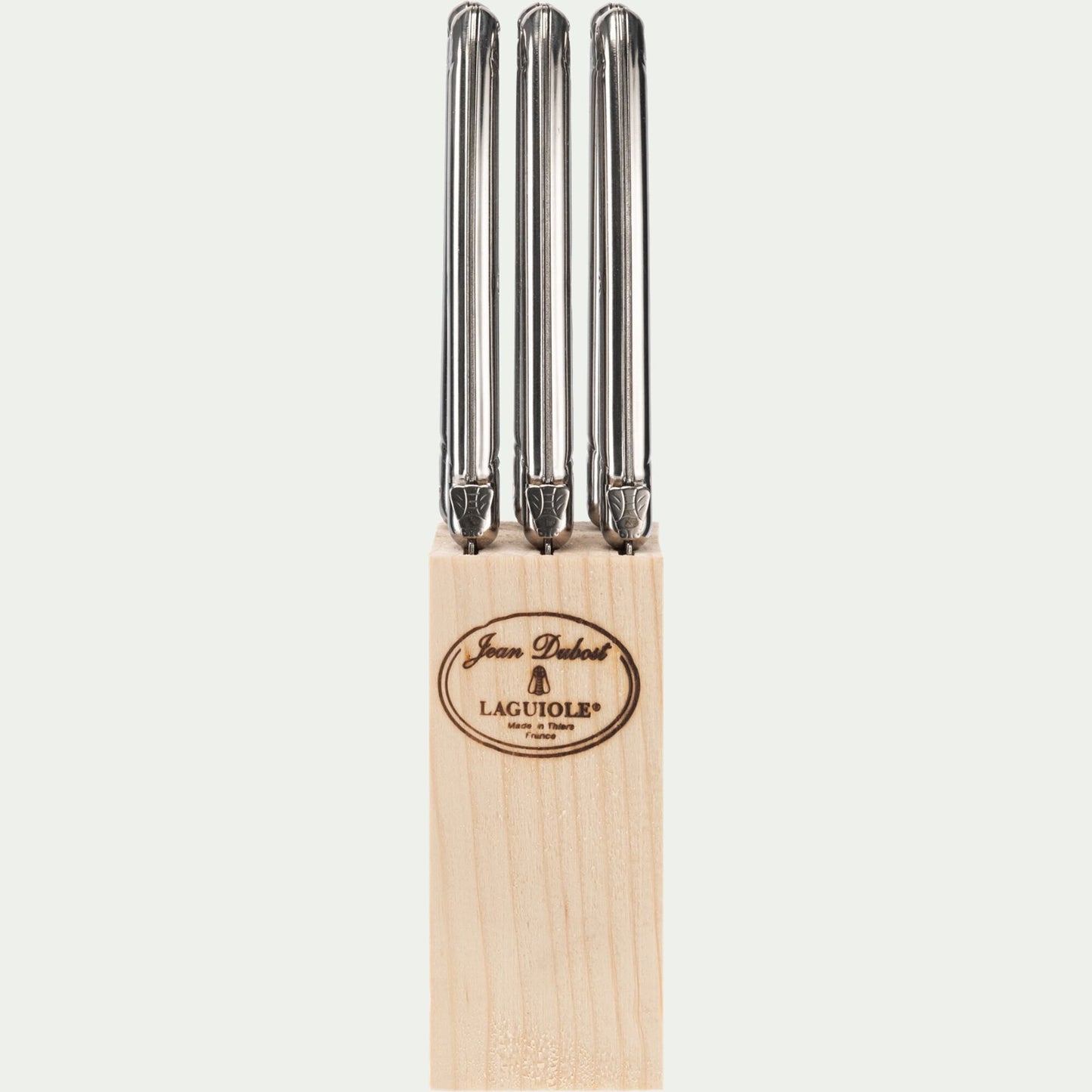 CRISTE - Bloc en bois de 6 couteaux à steak en acier - gris métallisé
