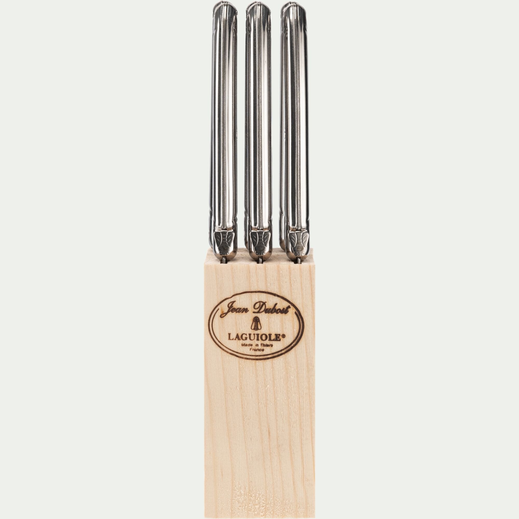 CRISTE - Bloc en bois de 6 couteaux à steak en acier - gris métallisé