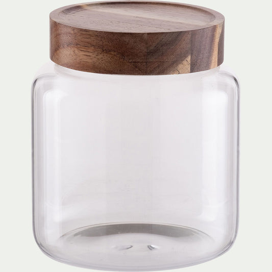 LOMBI - Bocal de conservation en verre avec couvercle en acacia 1,25L - transparent