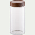 LOMBI - Bocal de conservation en verre avec couvercle en acacia 1,3L - transparent