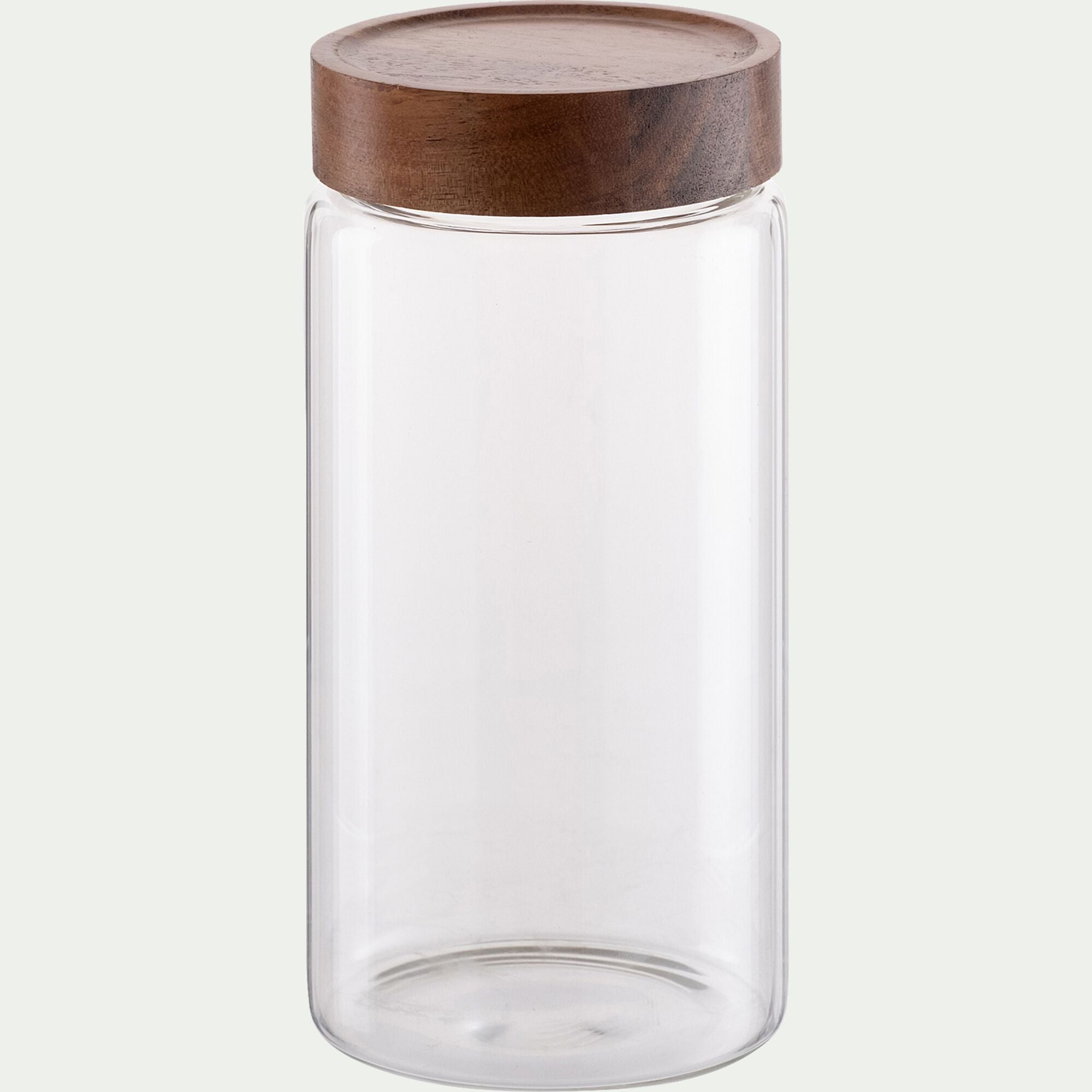 LOMBI - Bocal de conservation en verre avec couvercle en acacia 1,3L - transparent