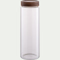 LOMBI - Bocal de conservation en verre avec couvercle en acacia 2L - transparent