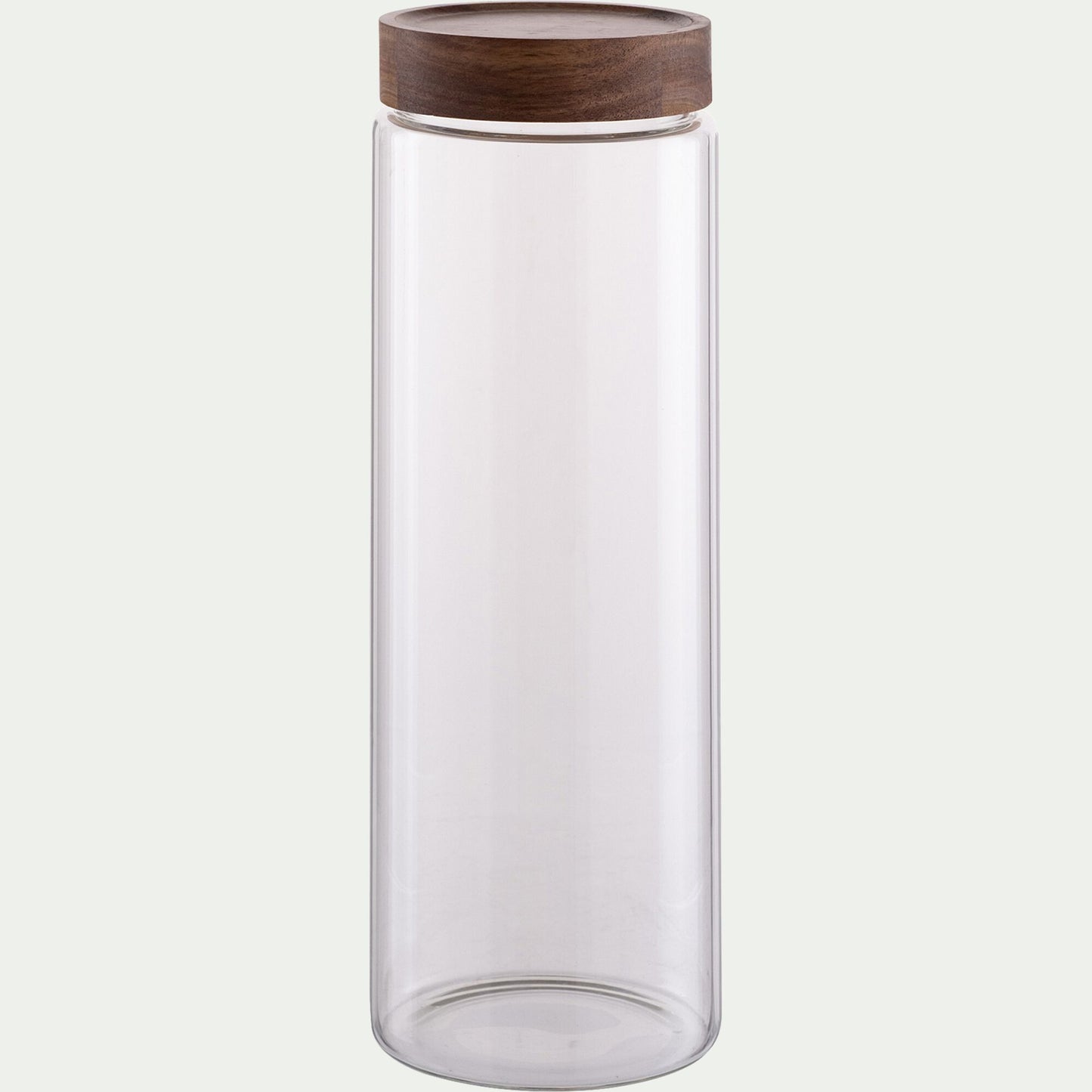 LOMBI - Bocal de conservation en verre avec couvercle en acacia 2L - transparent