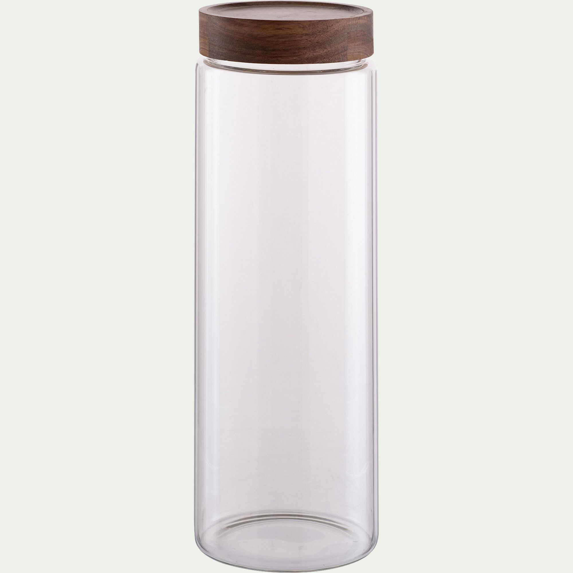 LOMBI - Bocal de conservation en verre avec couvercle en acacia 2L - transparent