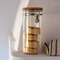 CLIPS - Bocal en verre avec couvercle en bambou 1,4L - transparent