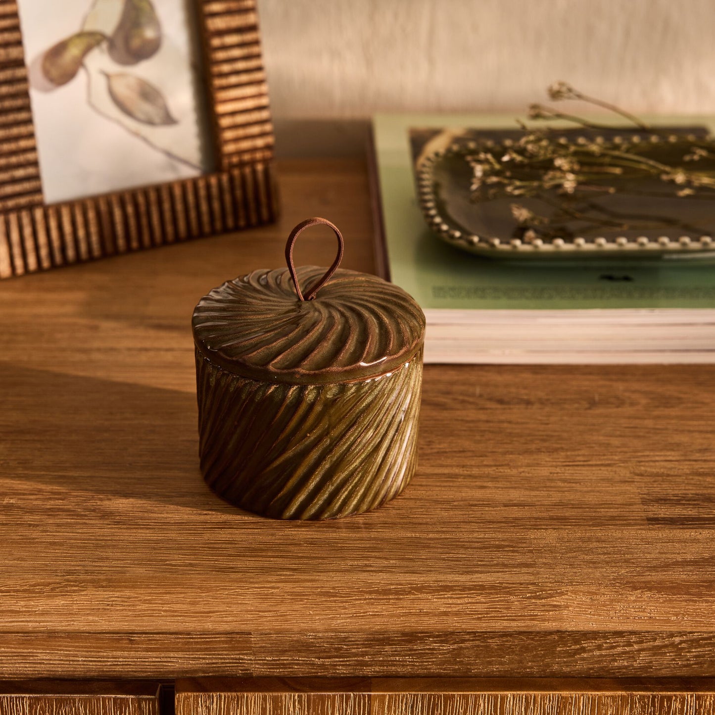 NOYON - Boite déco en céramique D9,1xH7,5cm - marron