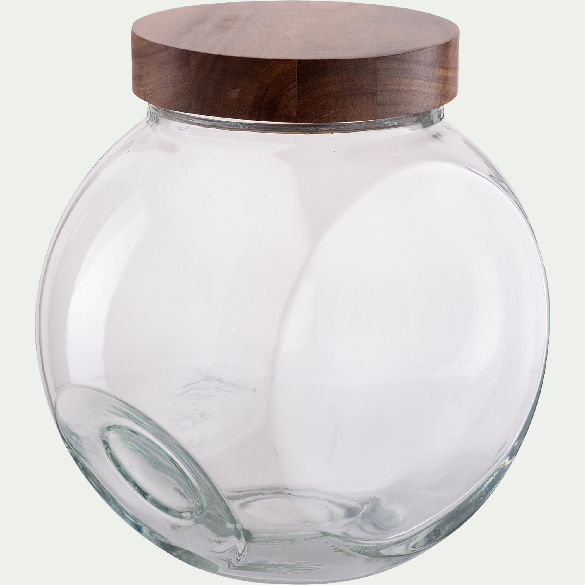 BOMBI - Bonbonnière en verre avec couvercle en acacia 4L - transparent