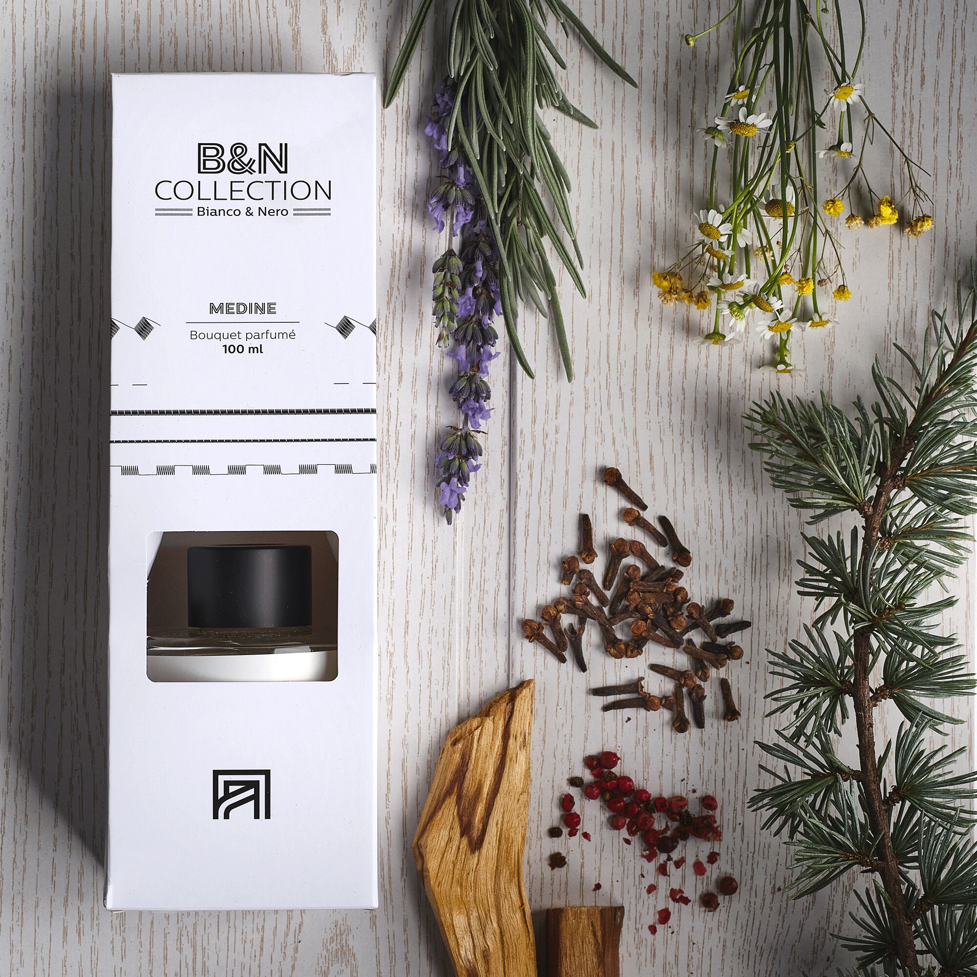 BIANCO ET NERO - Diffuseur de parfum senteur Cèdre et iris blanc 100ml
