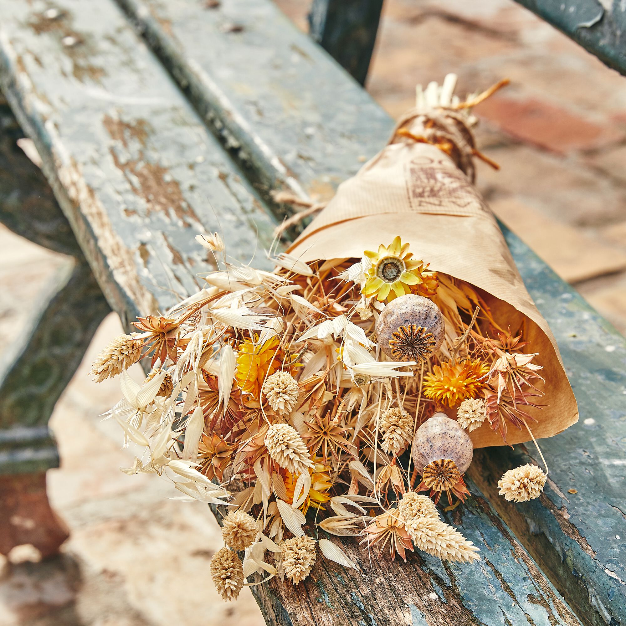 DERELL - Bouquet de fleurs séchées naturelles h46cm - orange