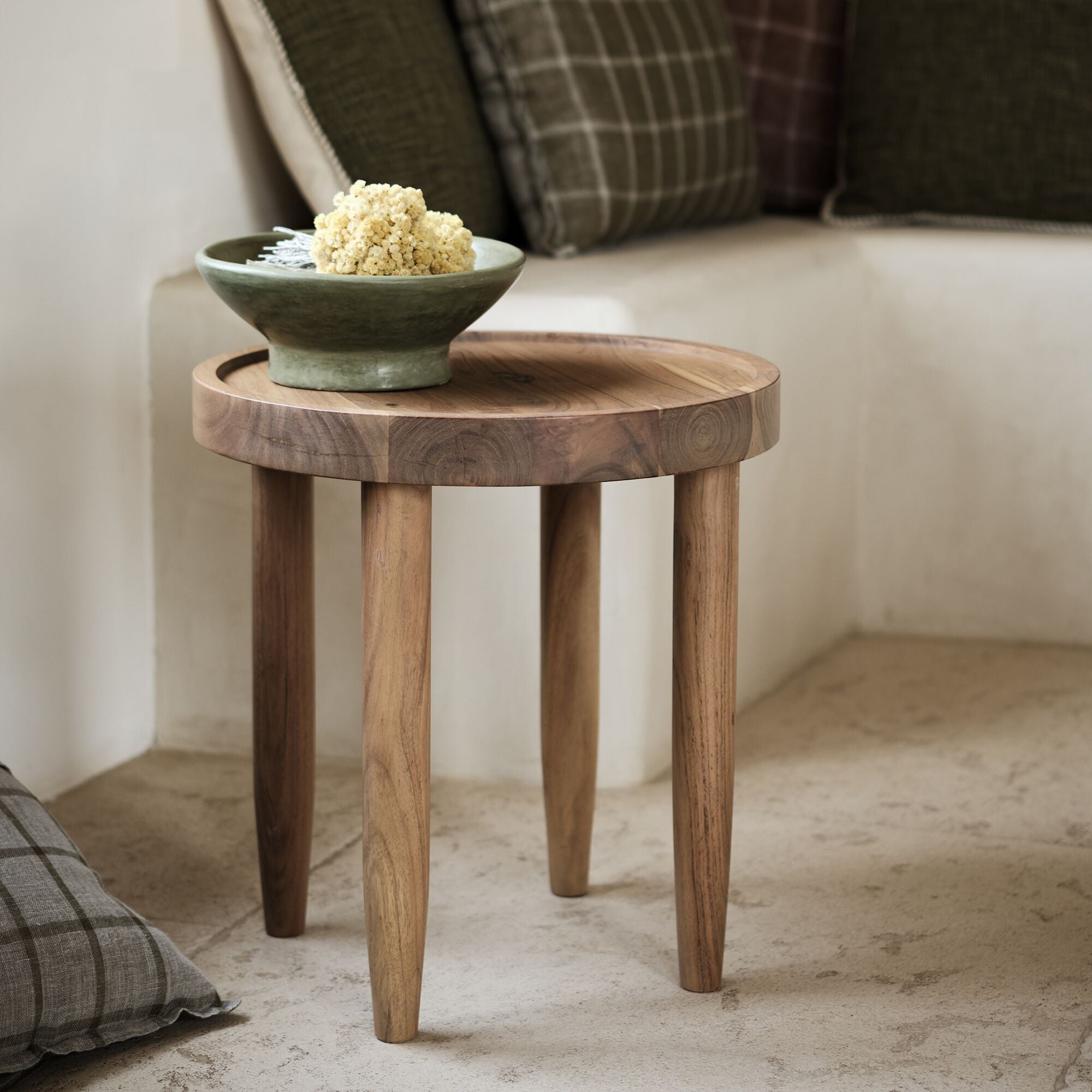 AVEIRO GM - Bout de canapé en acacia D45xH47cm - naturel