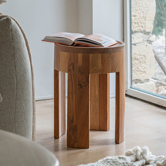BRAGA - bout de canapé en acacia D35xH45cm - naturel