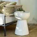 FLORO - Bout de canapé en ciment effet marbre D36xH46cm - beige